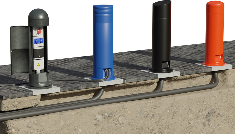 The range of the elegant power bollard designs from Pop Up Power Supplies.