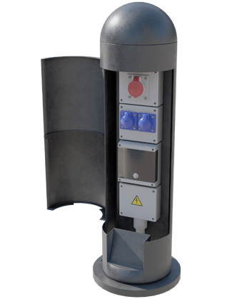 The dome shaped power bollard option from UK company Pop Up Power Supplies. 