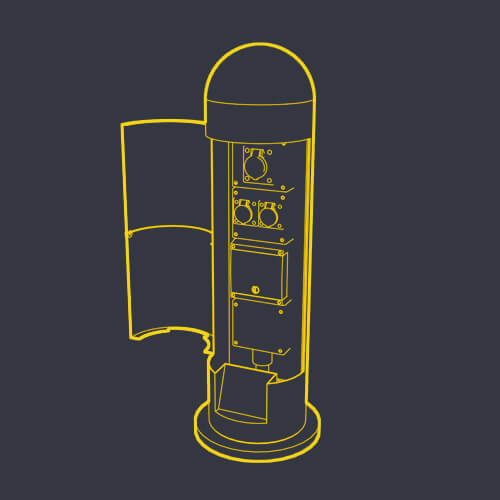 Power Bollard Wireframe