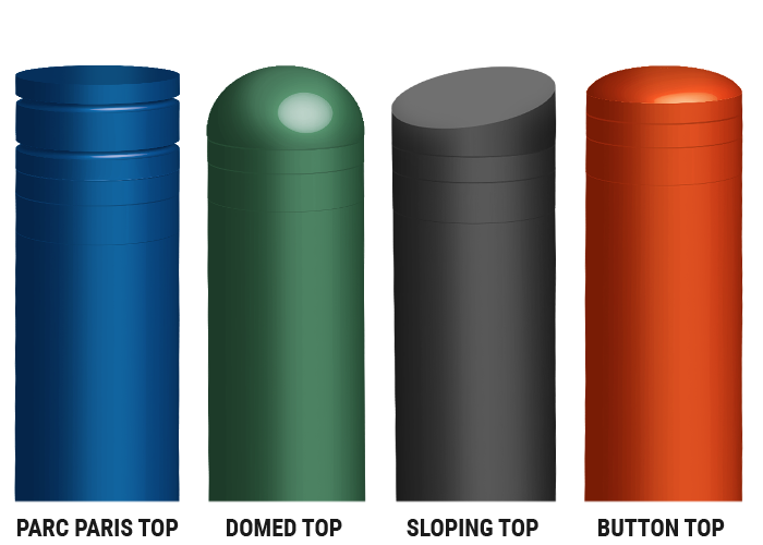 Power bollards from Pop Up Power Supplies available in four elegant shapes – Parc Paris, domed, sloping and button.