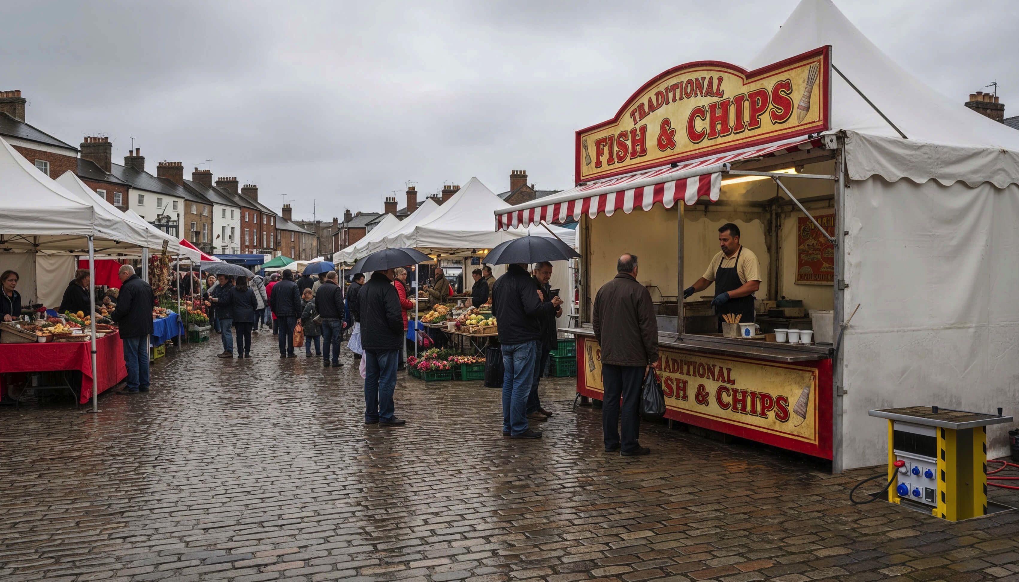 Suitable of hot food concessions, ice cream stalls and outdoor heating.