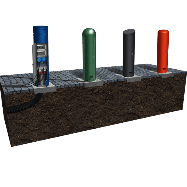 Power Bollards 3D illustration